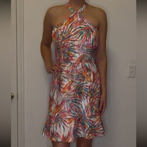 Hutch Strapless Multicolor Leaf Print Dress